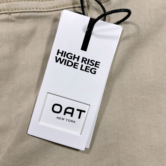 OAT NY | High Rise Wide Leg Raw Hem Oat Milk Tan Color Denim Pants | 10 / 30 - Picture 10 of 10
